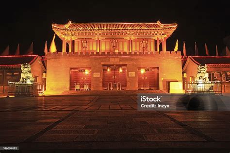 Ancient Chinese Traditional Architecture In The Night Stock Photo
