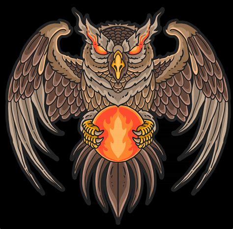 Dark Owl Bring Fire Ball 2488033 Vector Art At Vecteezy
