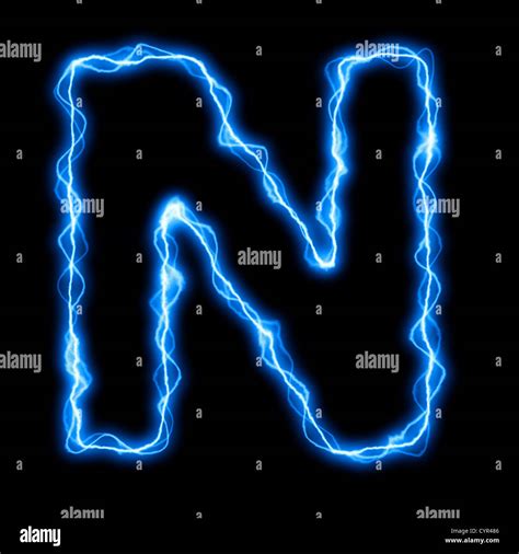 Electric Lightning Or Flash Font With Blue Letters On Black Stock Photo