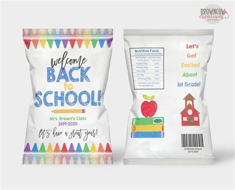Back To School Chip Bag Back To School Treat Topper First Etsy Back