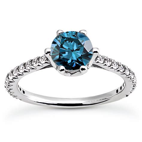 2 Carat Fancy Blue Diamond Solitaire Engagement Ring