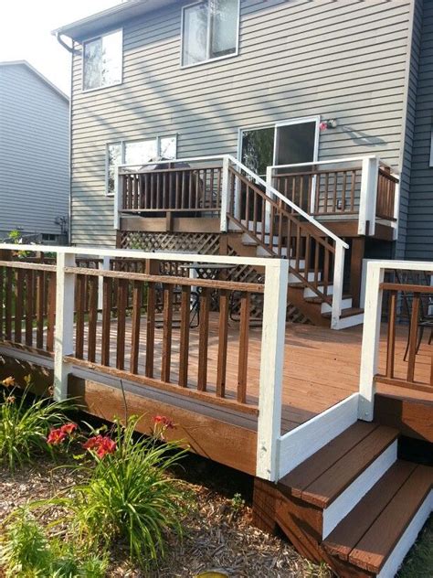 Browns bring a sense of warmth to wooden decks and are perfect for fitting in with natural surroundings. Two tone deck. Brown and white. | Deck, Outdoor ...