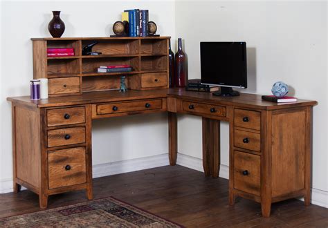 Sedona Rustic Oak Wood Office Desk Whutch The Classy Home