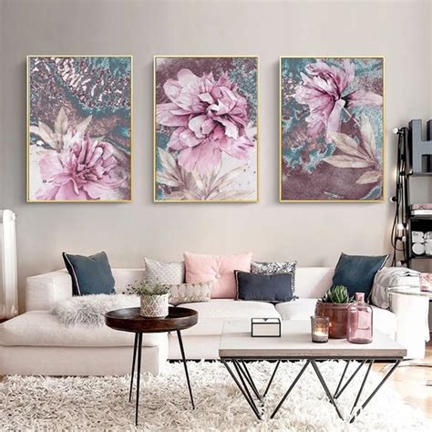 Modern Pink Abstract Floral Wall Art Pictures Fine Art Canvas Prints