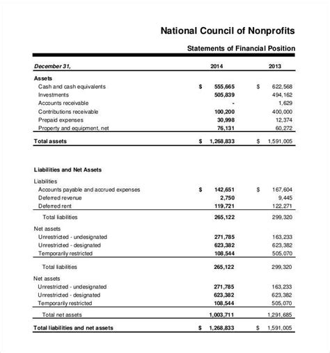 Non Profit Monthly Financial Report Template Templates Example