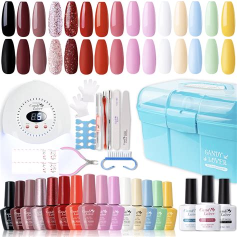candy lover gel nail polish kit with uv lamp 72w nail dryer 15 colors quick dry long lasting
