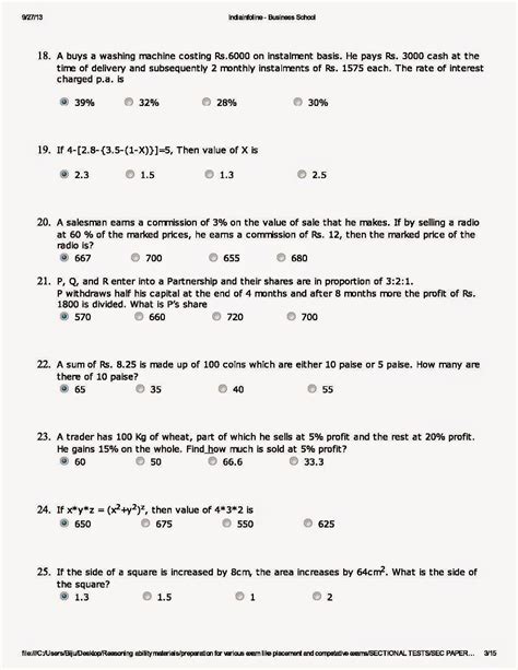 Quantitative Aptitude Test Papers With Answers