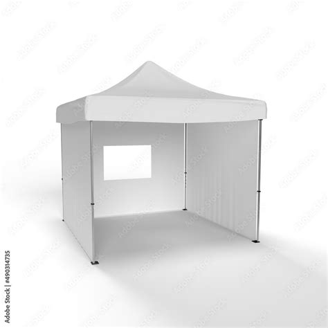 an exhibition tent marquee gazebo with 2 side walls a back wall with a window and an open front