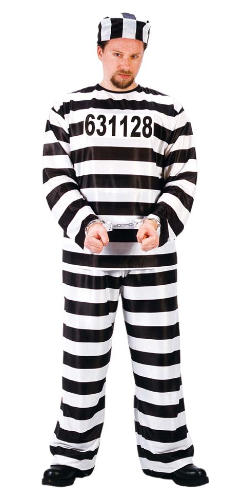 jailbird jail costume prison jumpsuit stripe convict inmate adult mens ebay