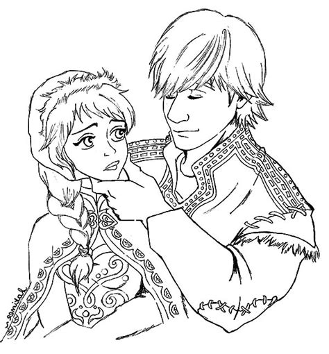 Kristoff And Princess Anna Lover Couple Coloring Pages