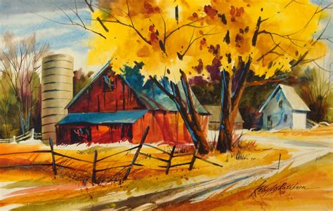Kathy Los Rathburn Watercolorist Fall Barn Ii Step By Step