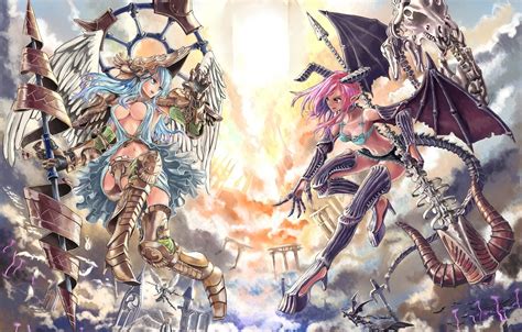 Wallpaper Girl Fight Angel Anime The Demon Art Images