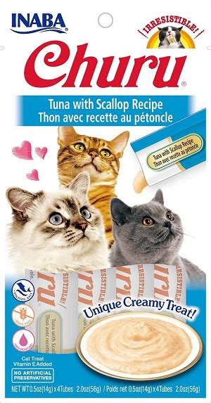 Inaba Churu Tuna With Scallop Lickable Cat Treat 05oz Tube Pack Of 4