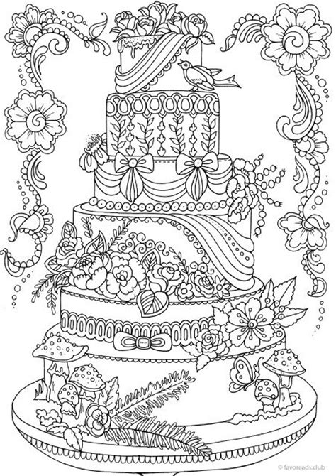 Cake Printable Adult Coloring Page From Favoreads Coloring Book