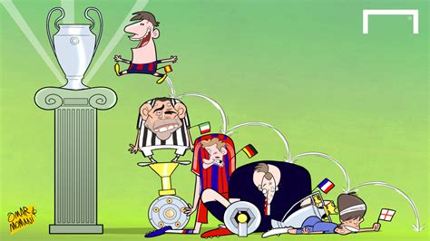 Cartoon Barcelona Win The Champions League