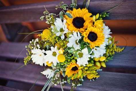 Sunflower And White Daisy Bridal Bouquet