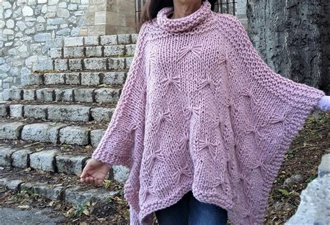 Pattern Poncho Easy To Knit Poncho Pattern Beginner Etsy