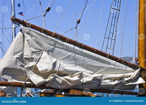 the sail raised in half stock image image of ships anchor 13868423