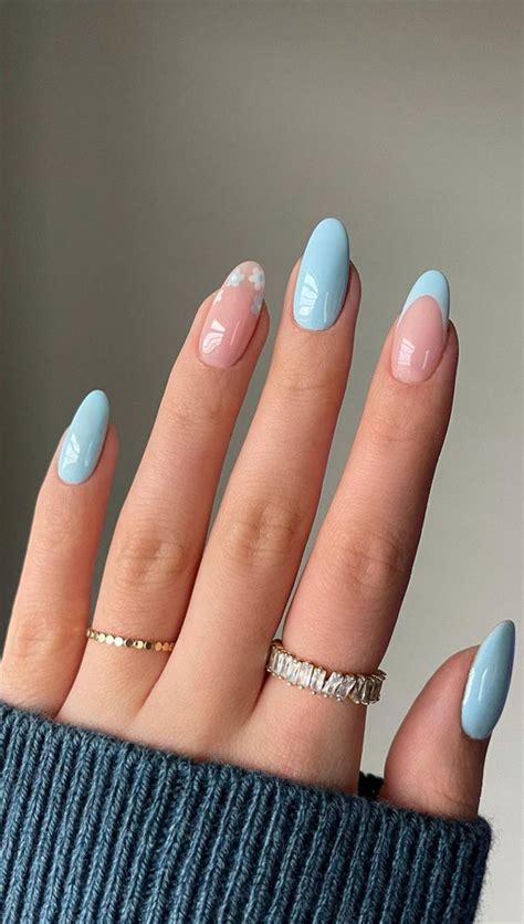 31 Cute Sky Blue French Tip Nails Flower Blue French Tips 1 Fab
