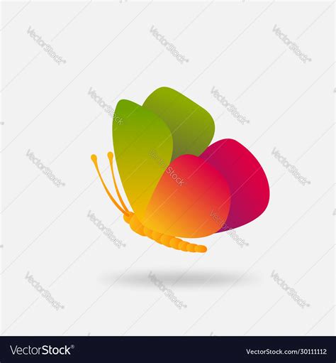 Colorful Bright Flying Butterfly In Gradient Vector Image