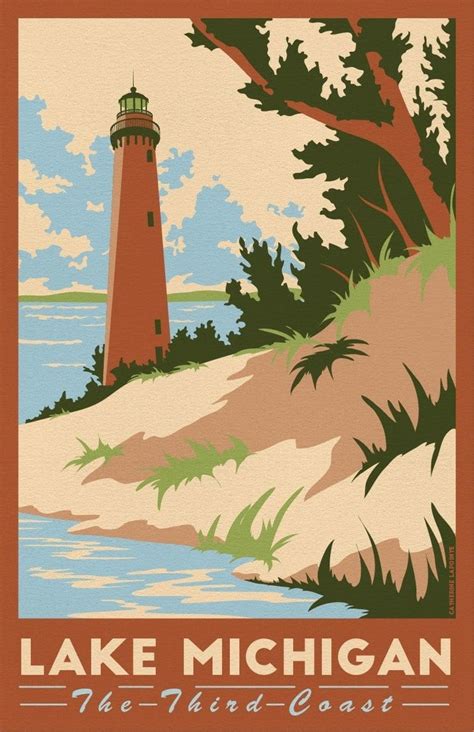 Lake Michigan Dunes Little Sable Lighthouse Vintage National Park