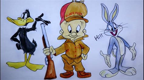 Daffy Duck Elmer Fudd Bugs Bunny Dancing How To Draw Cartoon