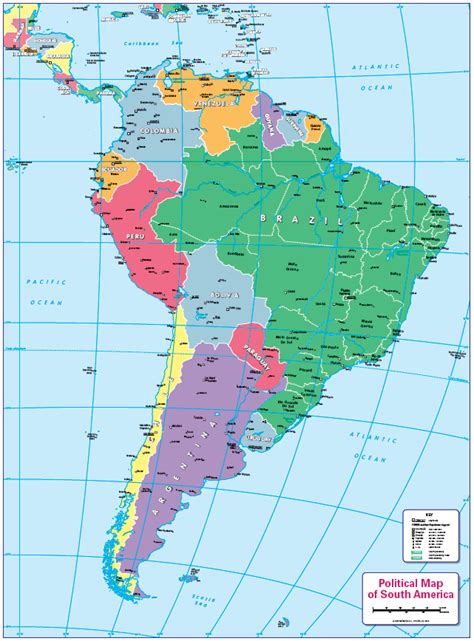Childrens Political Map Of South America £1499 Cosmographics Ltd