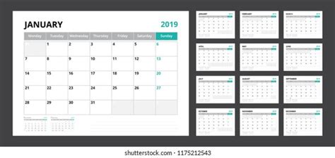 2021 Calendar Planner Set Template Corporate Stock Vector Royalty Free