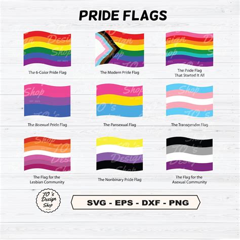 9 LGBTQ Flags Pride Printable Cut Files Lgbtq SVG Bundle Pride Flags