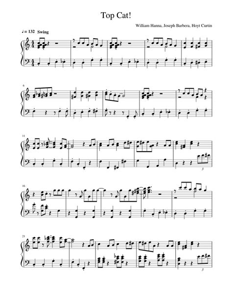 Sheets piano, 2012 — 2021. Top Cat! Sheet music for Piano | Download free in PDF or MIDI | Musescore.com