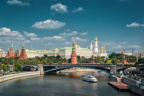 View Of Moscow Kremlin And Moskva River Stock Photo Download Image