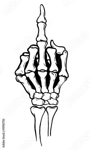 Skeleton Shows Middle Finger Vector Illustration White Background
