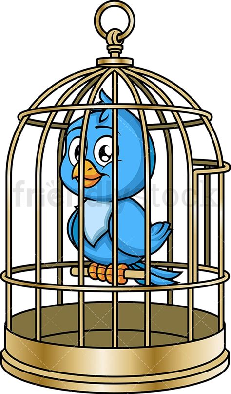Blue Bird In Cage Cartoon Vector Clipart Friendlystock