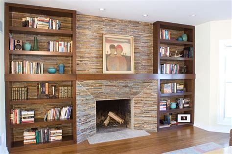 You do not need a large bookshelf to hold your books, especially if there is not enough space. Cherry Bookcases and Slate Fireplace Surround ...