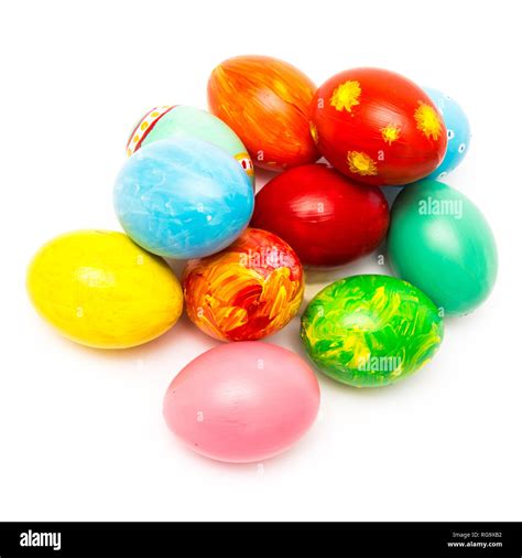 Easter Background With Handmade Colored Eggs Festive Tradition On