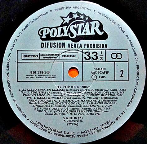 Los Discos De Miguel 0088 17 Top Hits 1985 Varios Intérpretes