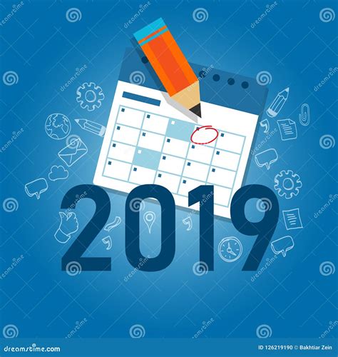 2019 Business Calendar Writing Work Target With Pencil Schedule New