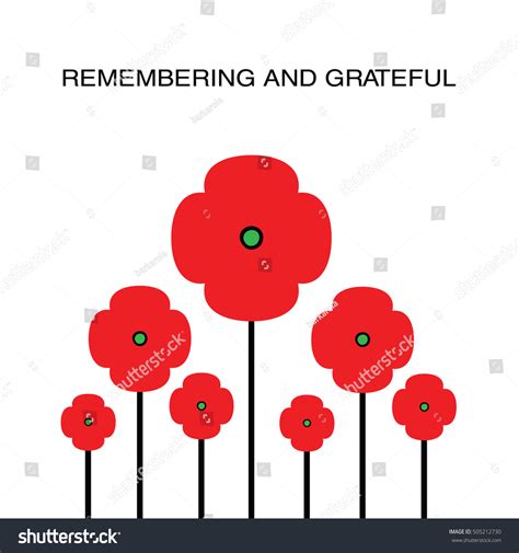 Remembrance Day Poppies On White Background Stock Vector Royalty Free