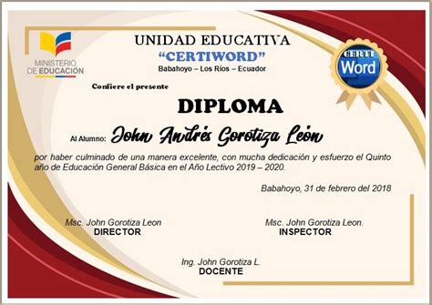 Diploma Modern Editable En Word Certificados E Imprimibles En Word