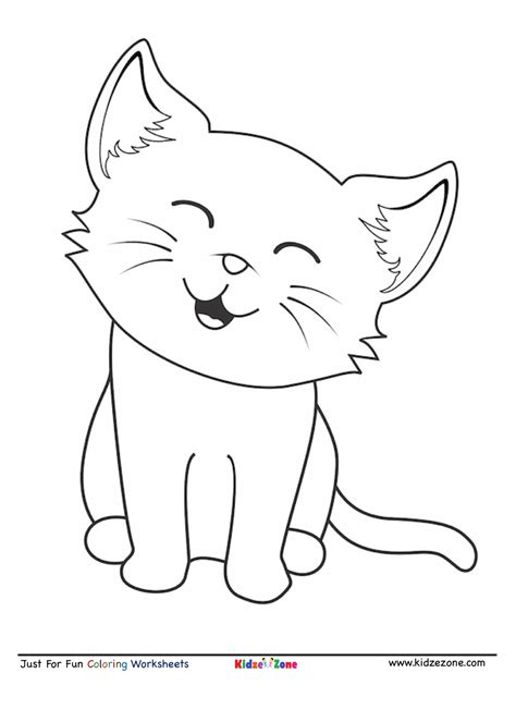 Cute Cat Cartoon Coloring Page Kidzezone 334