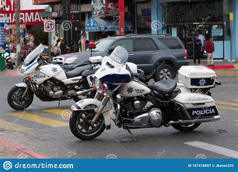 Yamaha And Harley Davidson Motorcycles In Mexican Police Livery