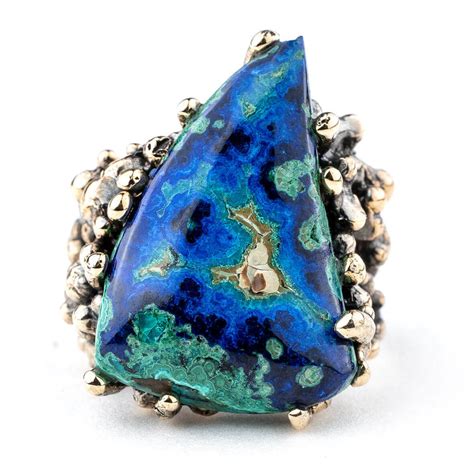 Azurite Malachite Chrysocolla Ring Crystal Healing Jewelry Giardinoblu