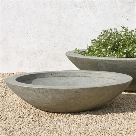 Campania International Medium Low Zen Cast Stone Planting Bowl Stone