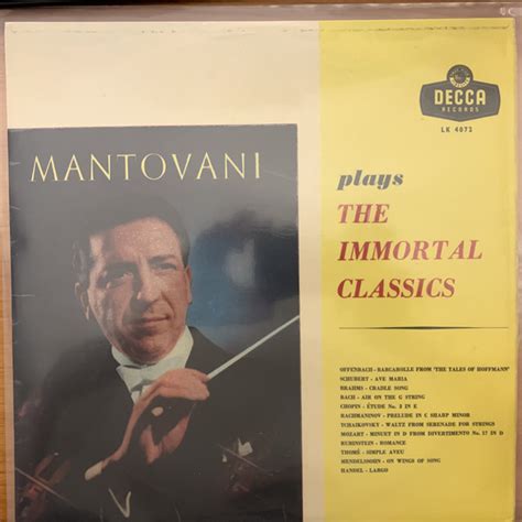 mantovani and his orchestra mantovani plays the immortal classics vinyl discogs