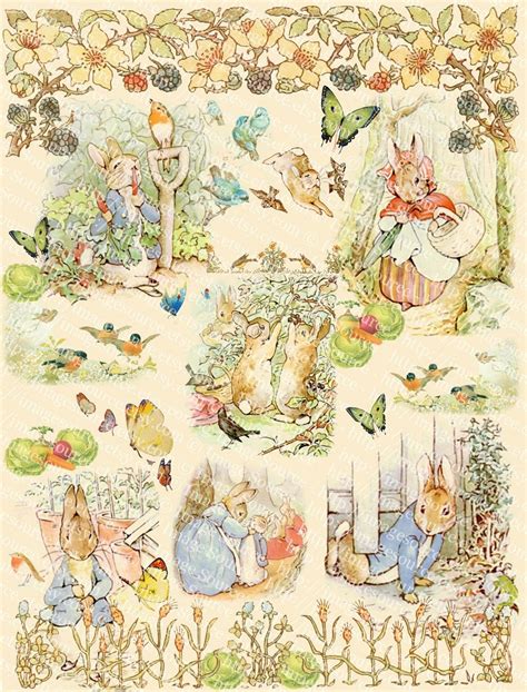 Peter Rabbit Collection Digital Collage Sheet Beatrix Potters Art