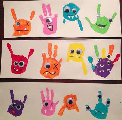 Art Project Monster Handprints Handprints Toddler Art Halloween