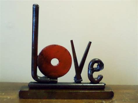 Welded Recycled Metal Word Art Sculpture Love W111 Etsy Sculpture