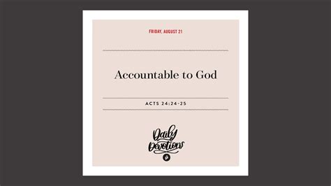 Accountable To God Daily Devotional Youtube