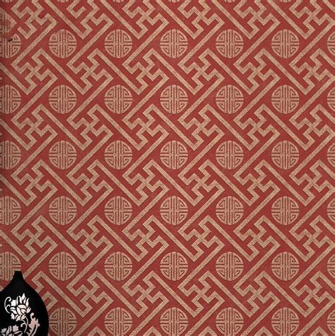 Red Chinoiserie Wallpaper Modern Chinese Style