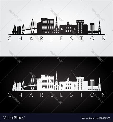 Charleston Usa Skyline And Landmarks Silhouette Vector Image